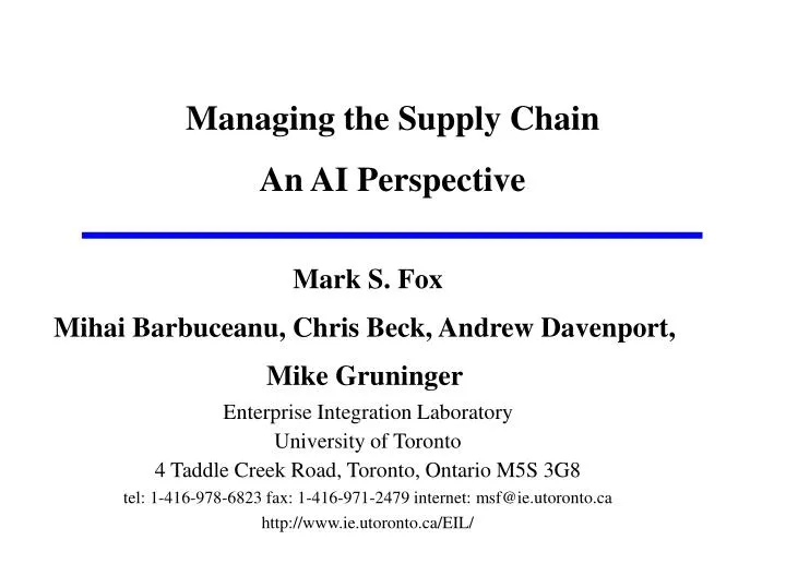 managing the supply chain an ai perspective