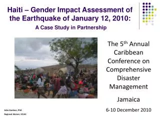 The 5 th Annual Caribbean Conference on Comprehensive Disaster Management Jamaica