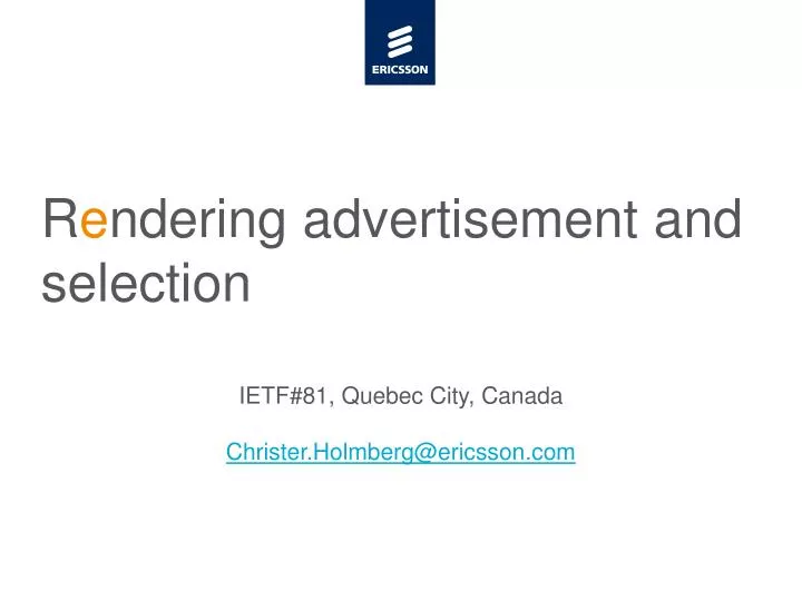 r e ndering advertisement and selection