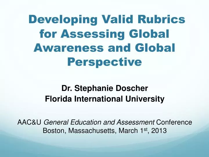 developing valid rubrics for assessing global awareness and global perspective