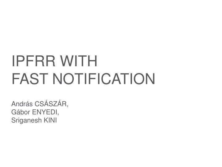 ipfrr with fast notification