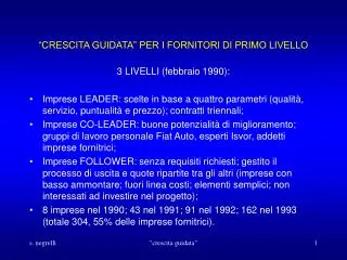 crescita guidata per i fornitori di primo livello