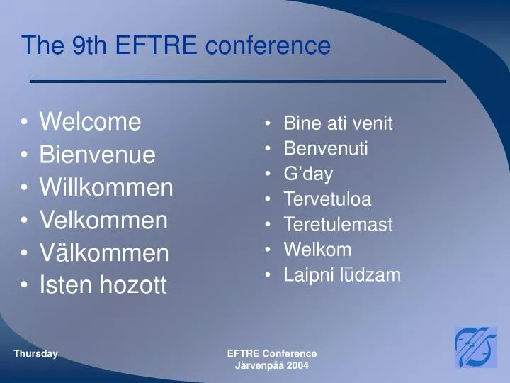 the 9th eftre conference