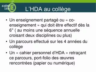 l hda au coll ge