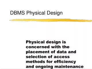 DBMS Physical Design