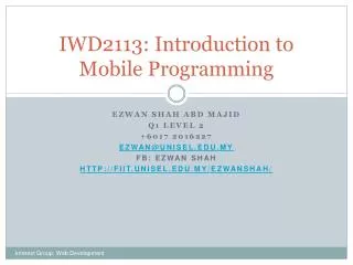IWD2113: Introduction to Mobile Programming