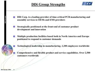 DDi Group Strengths