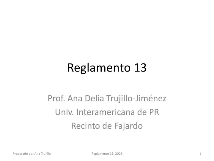 reglamento 13