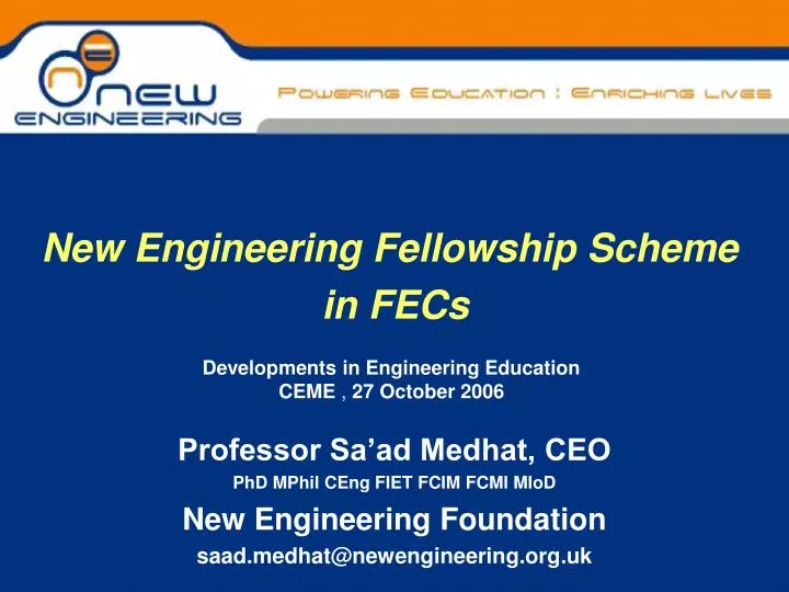 new engineering fellowship scheme in fecs