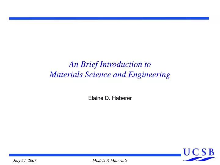 an brief introduction to materials science and engineering