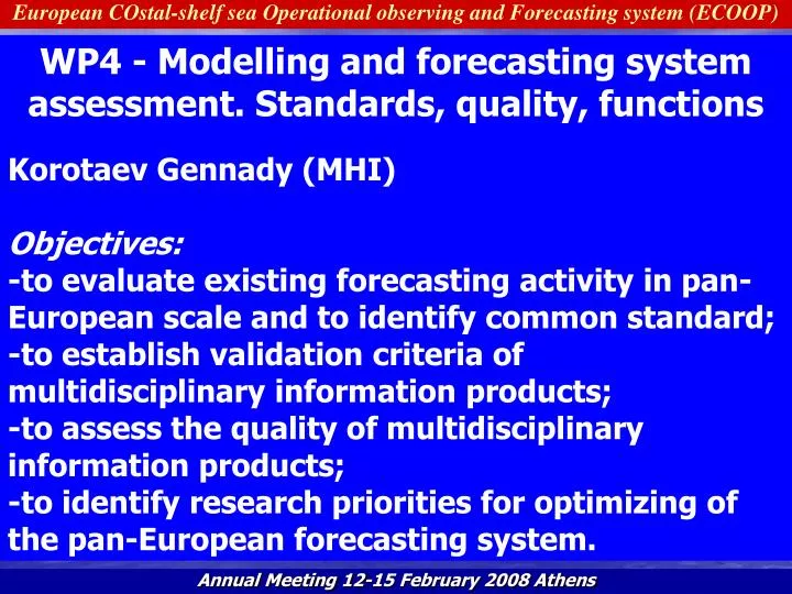 european costal shelf sea operational observing and forecasting system ecoop