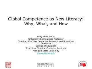 Global Competence as New Literacy: Why, What, and How