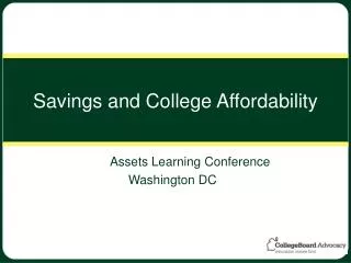 Savings and College Affordability