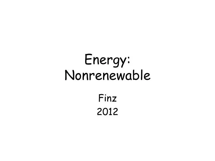 energy nonrenewable