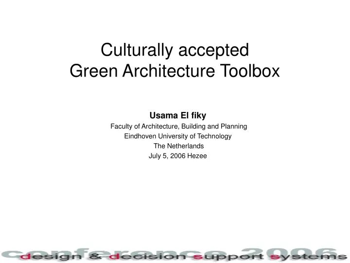 culturally accepted green architecture toolbox