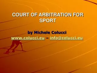 COURT OF ARBITRATION FOR SPORT