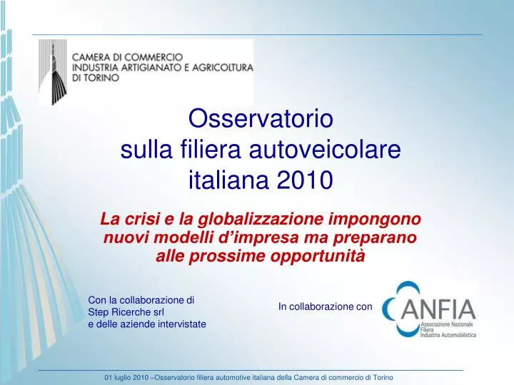 osservatorio sulla filiera autoveicolare italiana 2010