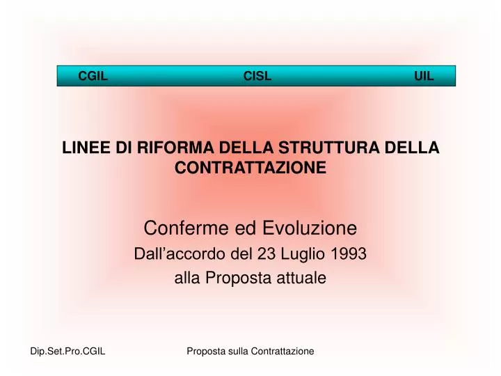 linee di riforma della struttura della contrattazione