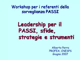 workshop per i referenti della sorveglianza passi