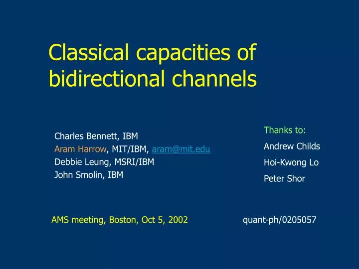 classical capacities of bidirectional channels