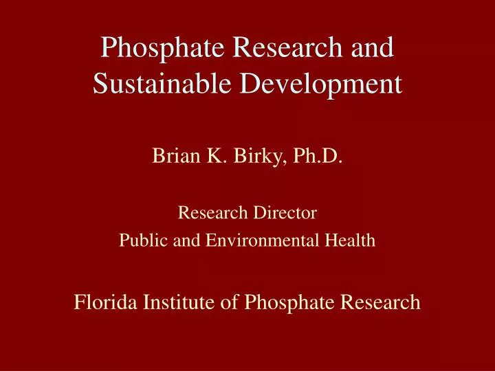 phosphate research and sustainable development