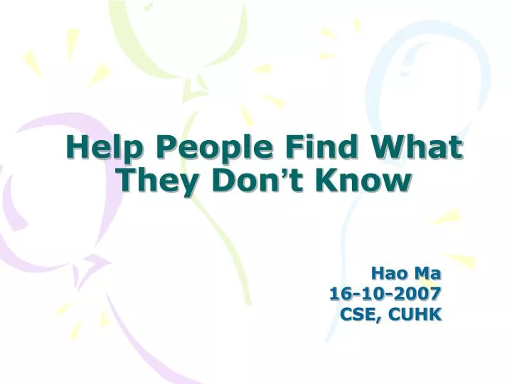 help people find what they don t know