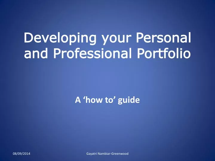 developing your personal and professional portfolio