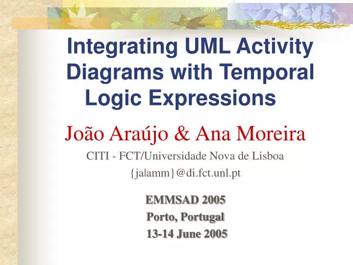 integrating uml activity diagrams with temporal logic expressions