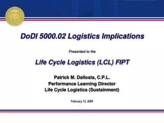 DoDI 5000.02 Logistics Implications