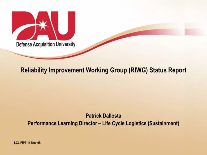 reliability improvement working group riwg status report