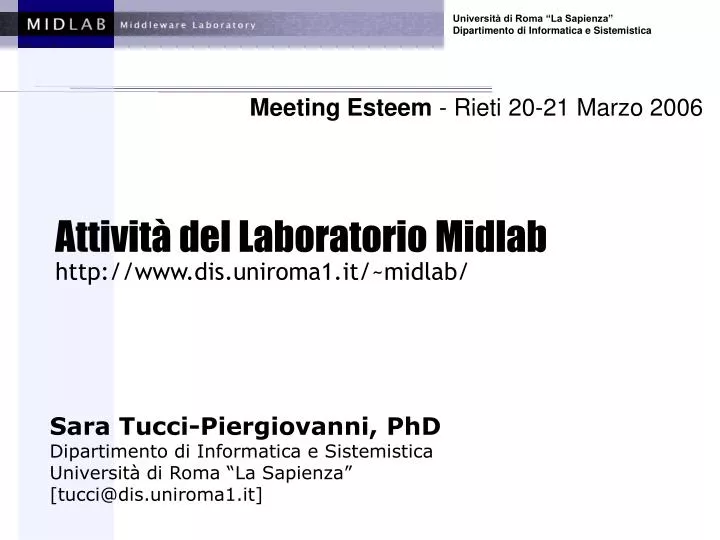attivit del laboratorio midlab http www dis uniroma1 it midlab