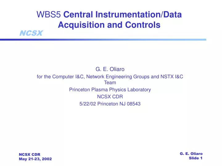wbs5 central instrumentation data acquisition and controls