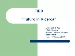 firb futuro in ricerca