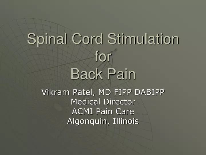 spinal cord stimulation for back pain