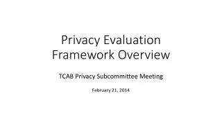 Privacy Evaluation Framework Overview