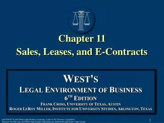 Chapter 11 Sales, Leases, and E-Contracts