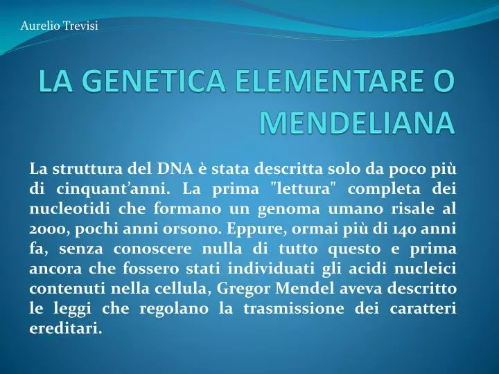 la genetica elementare o mendeliana