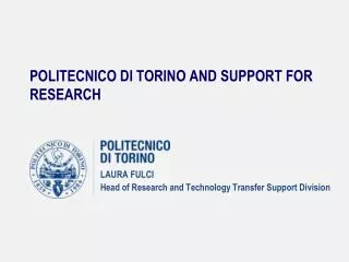 POLITECNICO DI TORINO AND SUPPORT FOR RESEARCH