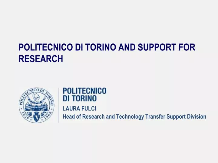 politecnico di torino and support for research
