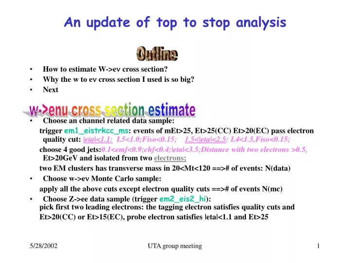 an update of top to stop analysis