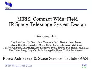 MIRIS, Compact Wide-Field IR Space Telescope System Design