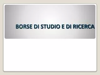 borse di studio e di ricerca