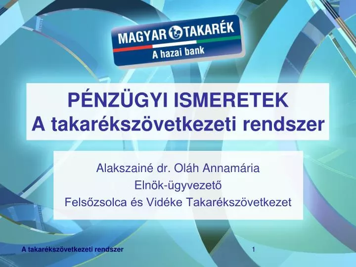 p nz gyi ismeretek a takar ksz vetkezeti rendszer