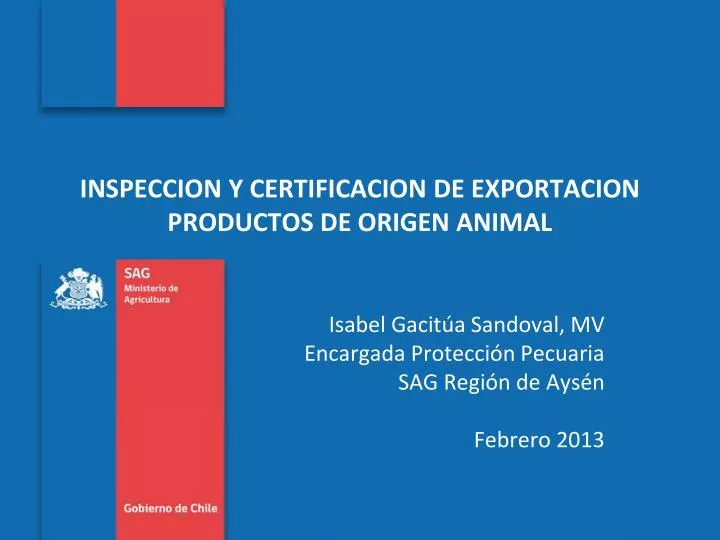inspeccion y certificacion de exportacion productos de origen animal