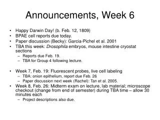 Announcements, Week 6