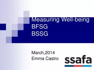 Measuring Well-being BFSG BSSG