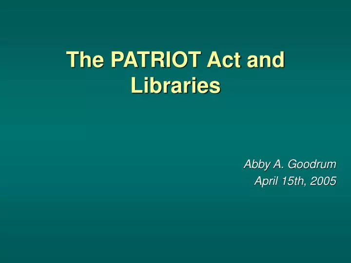 the patriot act and libraries