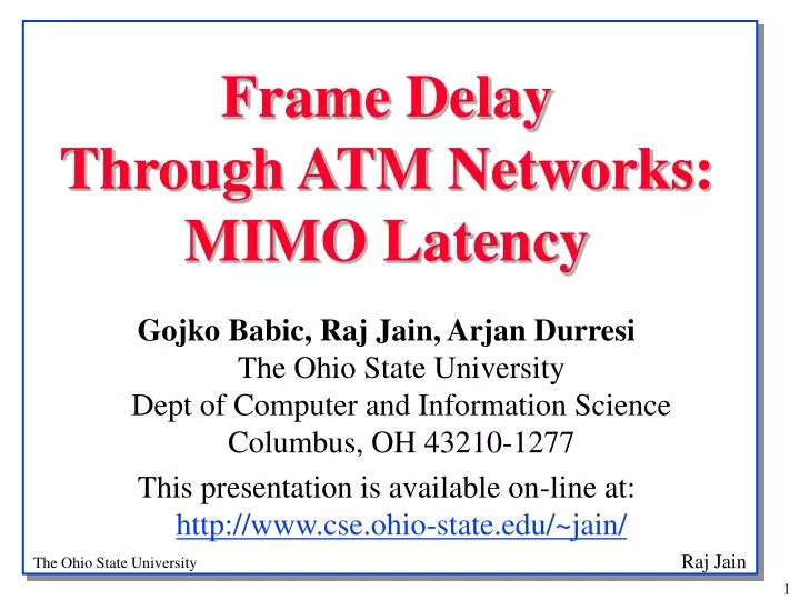 frame delay through atm networks mimo latency