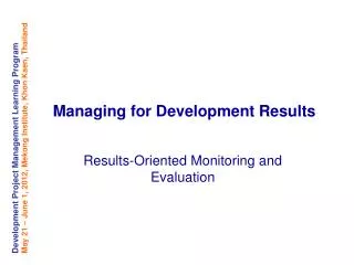 Managing for Development Results