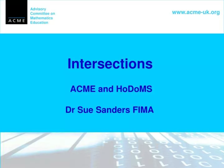 intersections acme and hodoms dr sue sanders fima